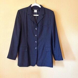 Morton Bernard Blazer Wmns Black and White Pin Stripe Button Up Wool Blend Sz 10